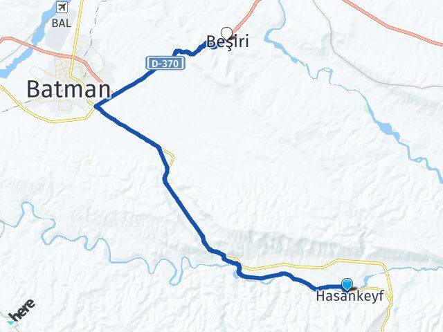 Batman Hasankeyf Beşiri Arası Kaç Km - Yol Haritası