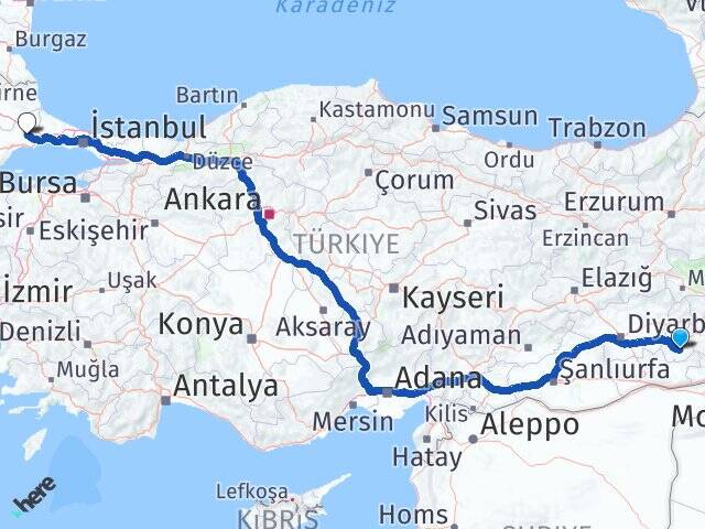 Batman Hasankeyf Çorlu Tekirdağ Arası Kaç Km - Yol Haritası