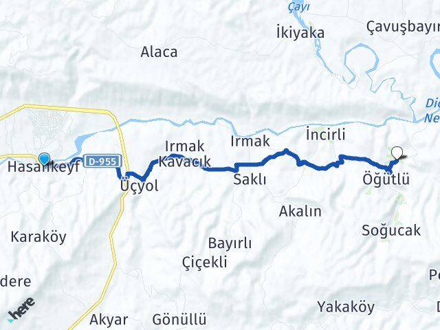 Batman Hasankeyf Yolüstü Hasankeyf Arası Kaç Km - Yol Haritası