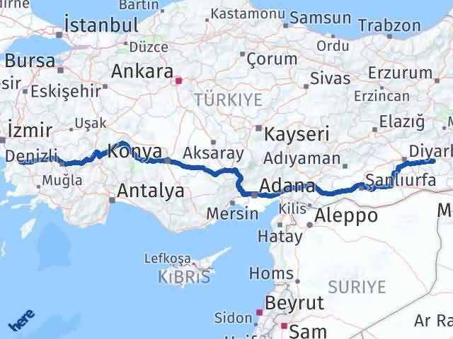 Batman İncirliova Aydın Arası Kaç Km - Yol Haritası