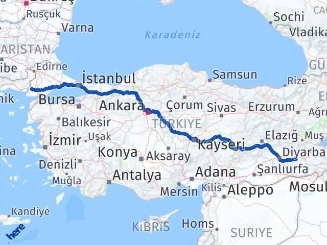 Batman İpsala Edirne Arası Kaç Km - Yol Haritası