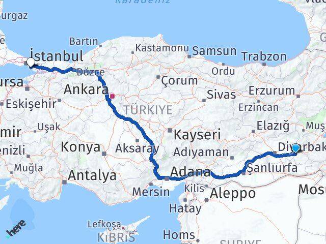 Batman Kartal İstanbul Arası Kaç Km - Yol Haritası