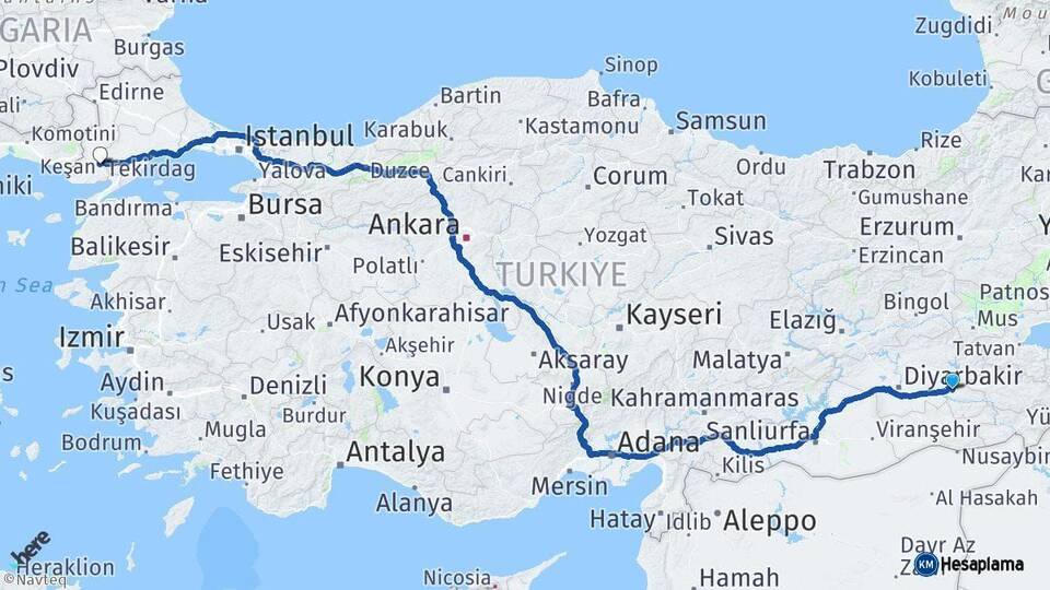Batman Keşan Edirne Arası Kaç Km - Yol Haritası