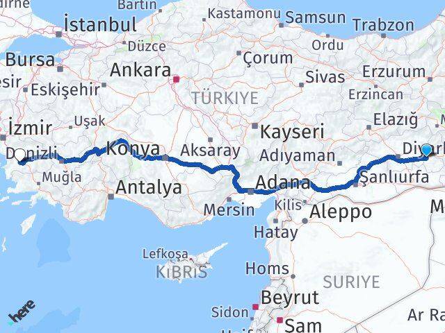 Batman Koçarlı Aydın Arası Kaç Km - Yol Haritası