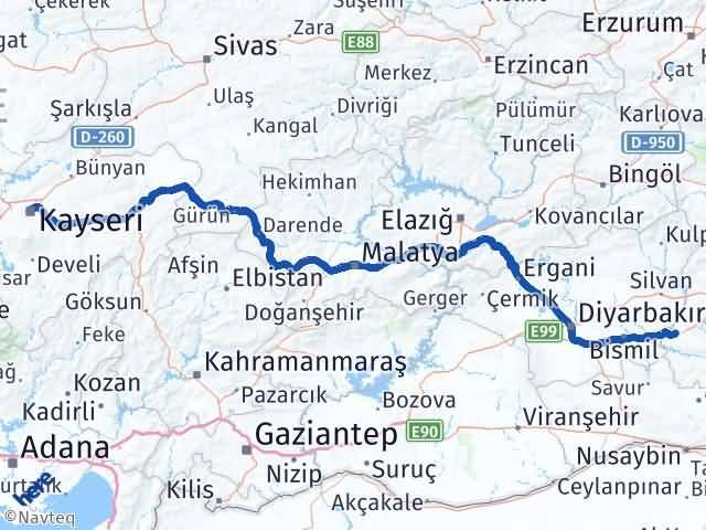 Batman Kocasinan Kayseri Arası Kaç Km - Yol Haritası