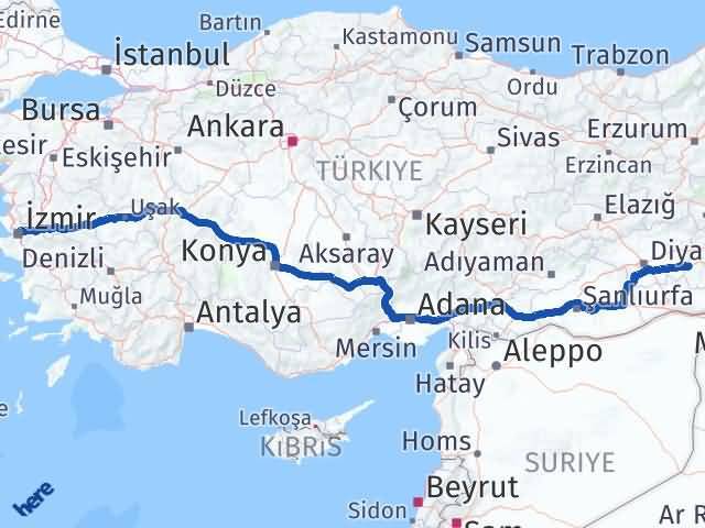 Batman Konak İzmir Arası Kaç Km - Yol Haritası