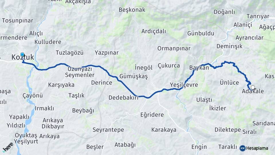 Batman Kozluk Adakale Baykan Siirt Arası Kaç Km - Yol Haritası