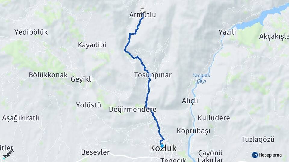 Batman Kozluk Armutlu Kozluk Arası Kaç Km - Yol Haritası