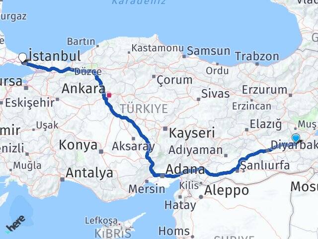 Batman Kozluk Bağcılar İstanbul Arası Kaç Km - Yol Haritası
