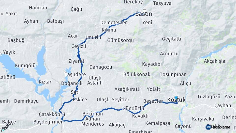 Batman Kozluk Sason Arası Kaç Km - Yol Haritası