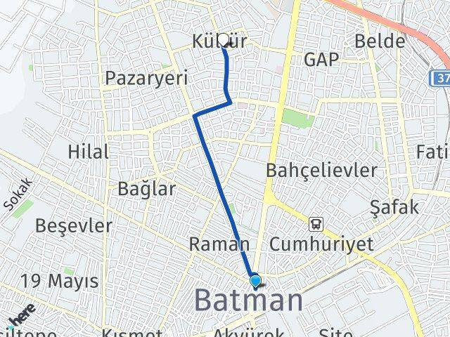 Batman Kültür Arası Kaç Km - Yol Haritası