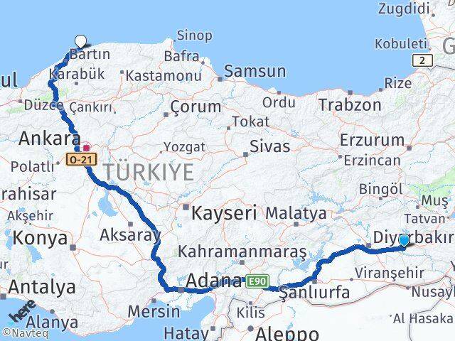 Batman Kurucaşile Bartın Arası Kaç Km - Yol Haritası