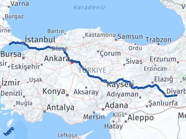 Batman Marmaraereğlisi Tekirdağ Arası Kaç Km - Yol Haritası
