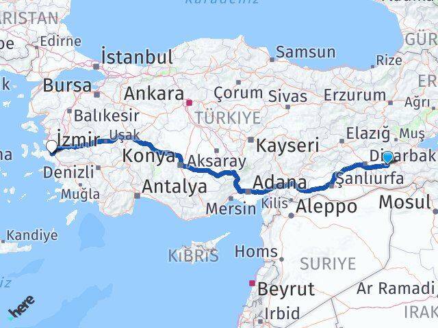 Batman Menderes İzmir Arası Kaç Km - Yol Haritası