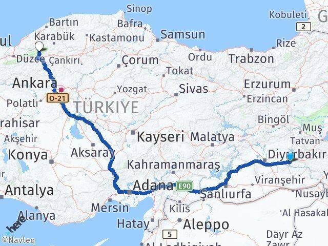 Batman Mengen Bolu Arası Kaç Km - Yol Haritası