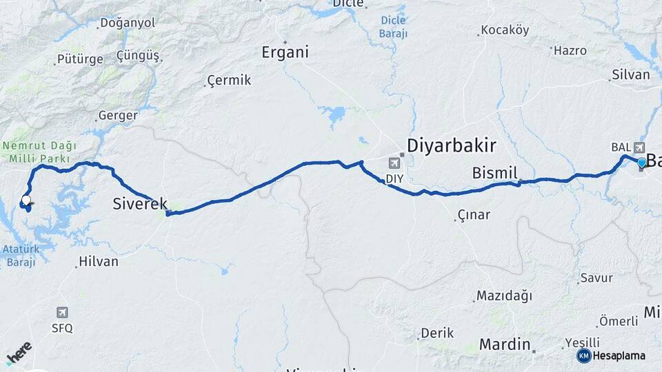 Batman Menzil Kahta Adıyaman Arası Kaç Km - Yol Haritası