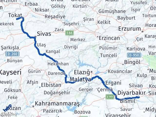 Batman Pazar Tokat Arası Kaç Km - Yol Haritası