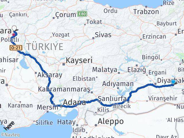 Batman Pursaklar Ankara Arası Kaç Km - Yol Haritası