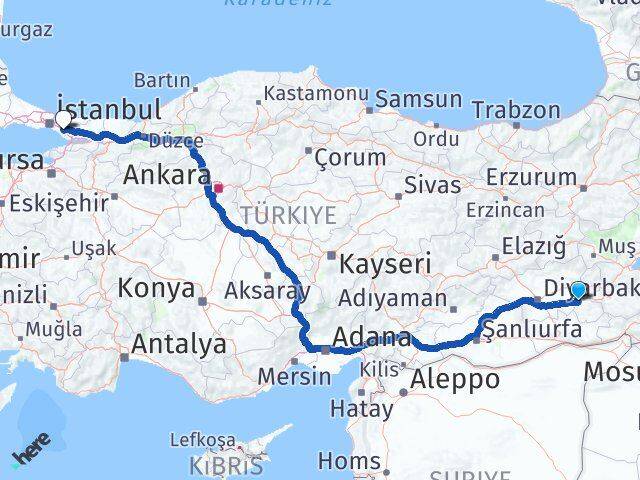 Batman Sabiha Gökçen Havalimanı Arası Kaç Km - Yol Haritası
