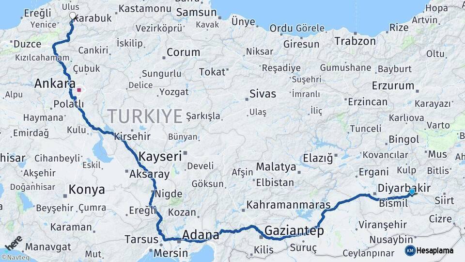 Batman Safranbolu Karabük Arası Kaç Km - Yol Haritası