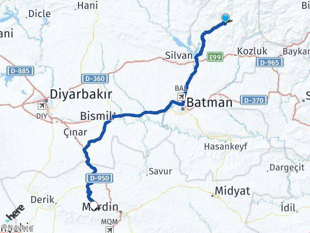 Batman Sason Artuklu Mardin Arası Kaç Km - Yol Haritası