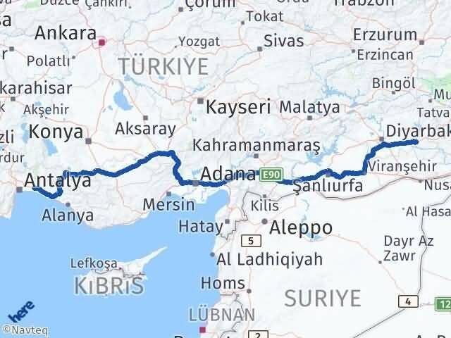Batman Serik Antalya Arası Kaç Km - Yol Haritası