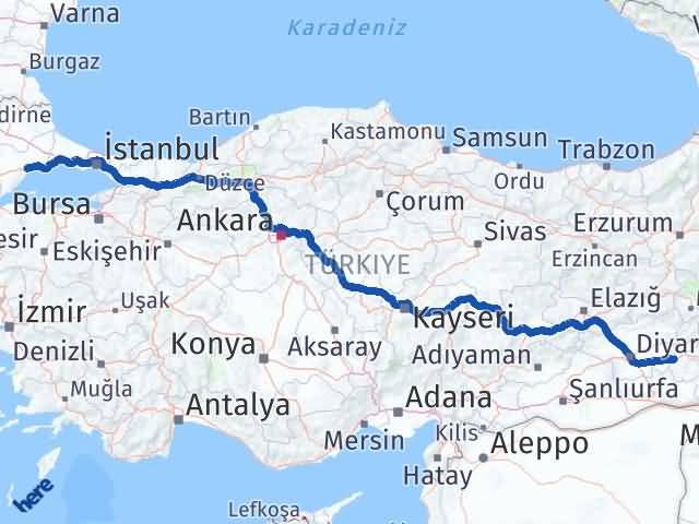 Batman Süleymanpaşa Tekirdağ Arası Kaç Km - Yol Haritası