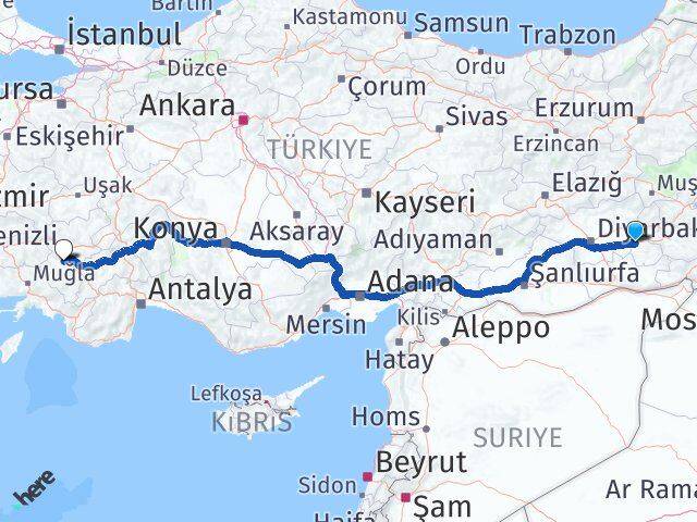 Batman Tavas Denizli Arası Kaç Km - Yol Haritası