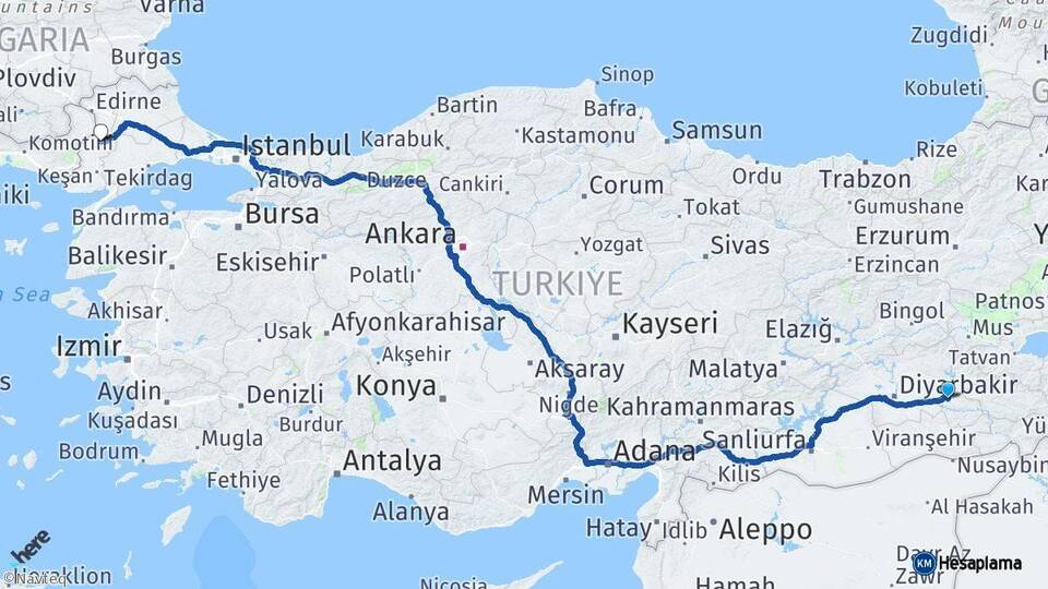 Batman Uzunköprü Edirne Arası Kaç Km - Yol Haritası