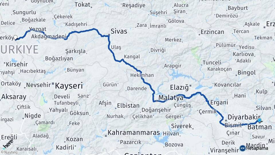 Batman Yerköy Yozgat Arası Kaç Saat? Yol Haritası, Yakıt, Rota ve Mesafe Hesaplama Batman Yerköy Yozgat Arası Kaç Km? Kaç Saat? Yol Haritası