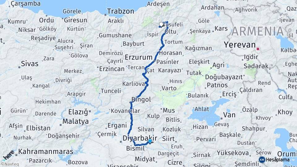 Batman Yusufeli Artvin Arası Kaç Km - Yol Haritası