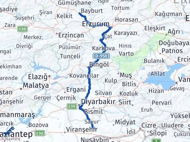 Bayburt Artuklu Mardin Arası Kaç Km - Yol Haritası