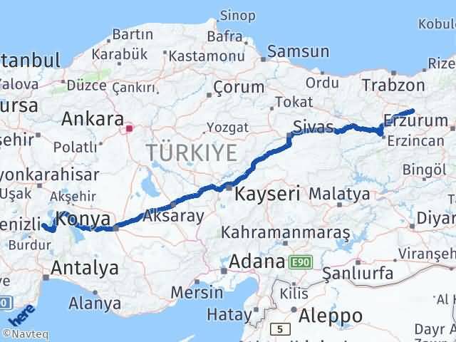 Bayburt Atabey Isparta Arası Kaç Km - Yol Haritası