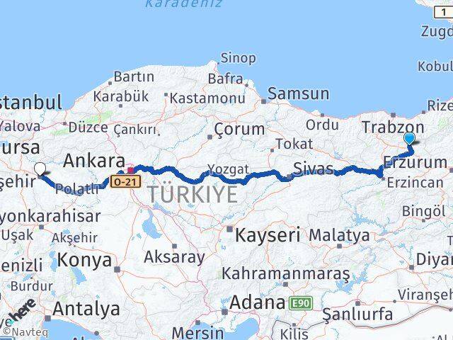 Bayburt Aydıntepe Eskişehir Arası Kaç Km - Yol Haritası