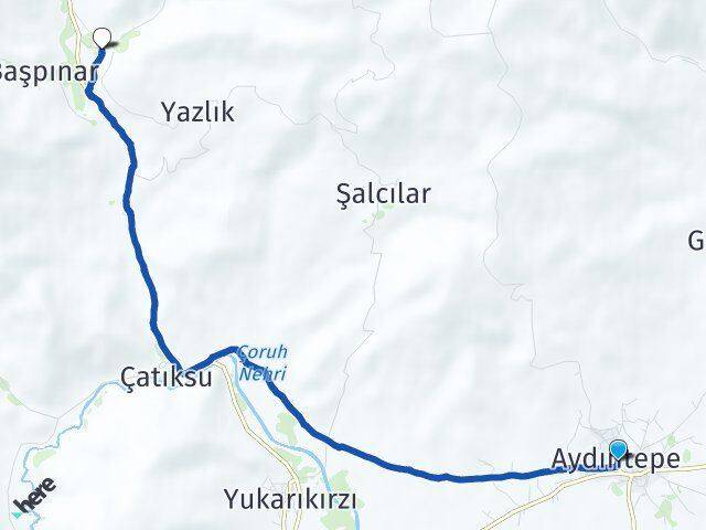 Bayburt Aydıntepe Suludere Aydıntepe Arası Kaç Km - Yol Haritası