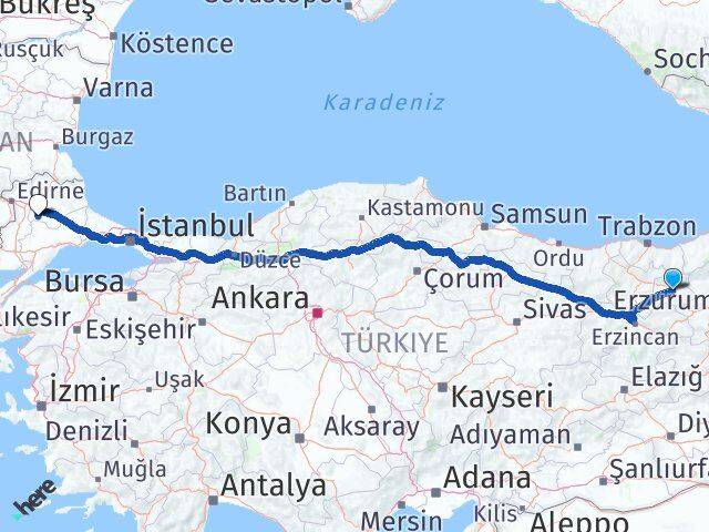 Bayburt Babaeski Kırklareli Arası Kaç Km - Yol Haritası