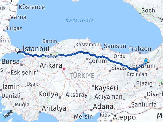 Bayburt Beylikdüzü İstanbul Arası Kaç Km - Yol Haritası