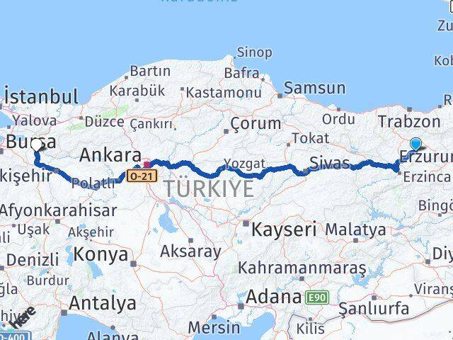 Bayburt Demirözü Bilecik Arası Kaç Km - Yol Haritası