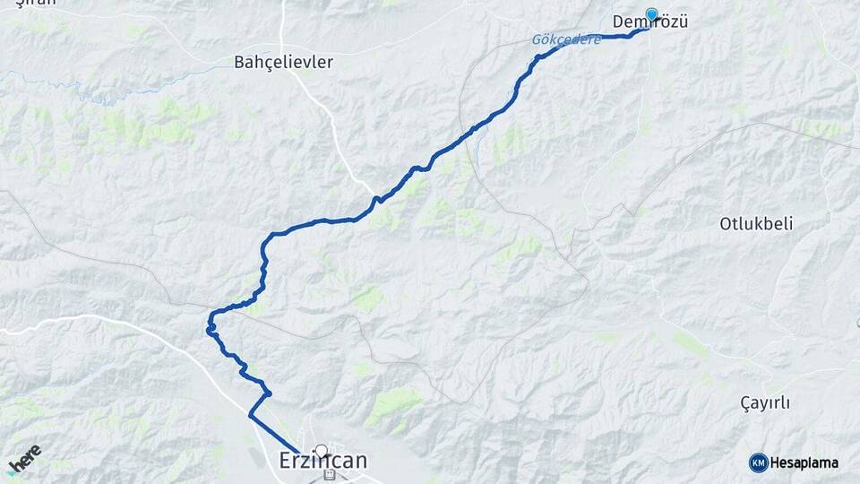Bayburt Demirözü Erzincan Arası Kaç Km - Yol Haritası