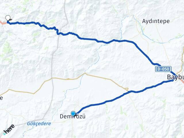 Bayburt Demirözü Kale Gümüşhane Arası Kaç Km - Yol Haritası
