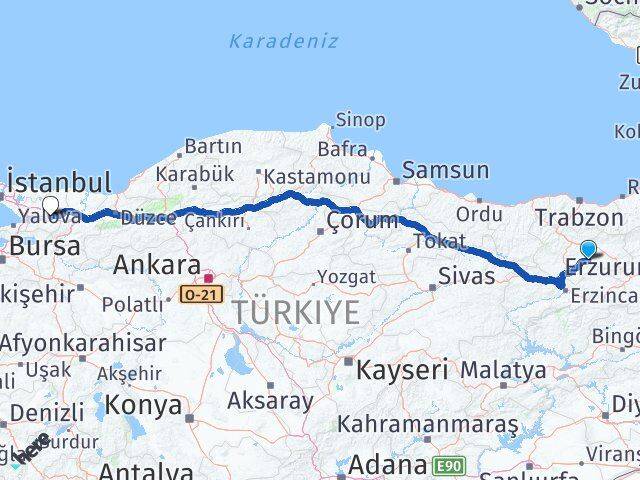 Bayburt Demirözü Kocaeli Arası Kaç Km - Yol Haritası