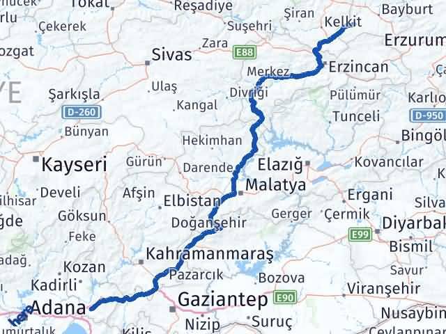Bayburt Demirözü Osmaniye Arası Kaç Km - Yol Haritası