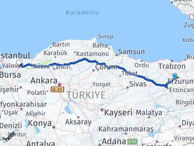 Bayburt Demirözü Sakarya Arası Kaç Km - Yol Haritası