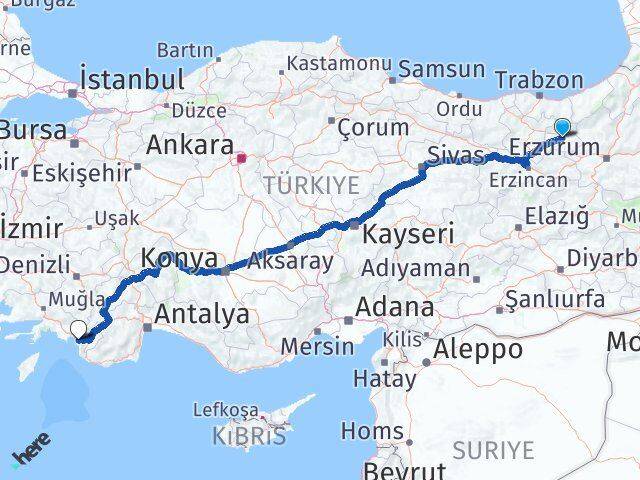 Bayburt Fethiye Muğla Arası Kaç Km - Yol Haritası