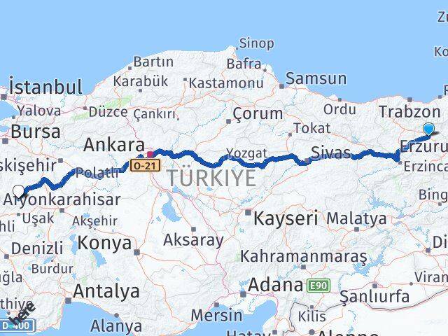Bayburt Gediz Kütahya Arası Kaç Km - Yol Haritası
