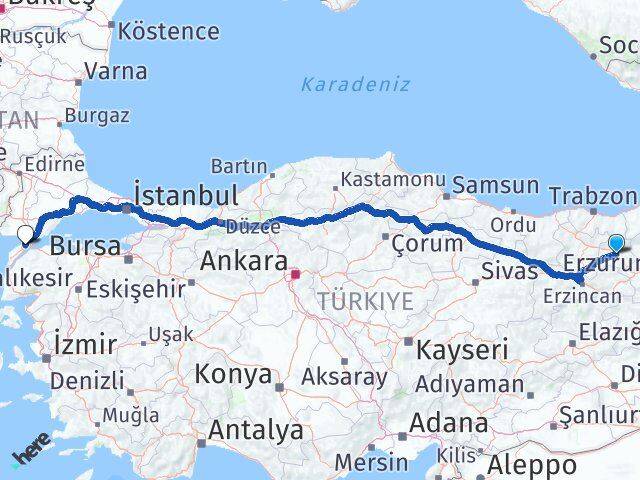 Bayburt Gelibolu Çanakkale Arası Kaç Km - Yol Haritası