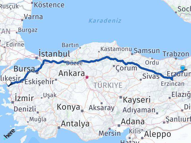 Bayburt Gömeç Balıkesir Arası Kaç Km - Yol Haritası