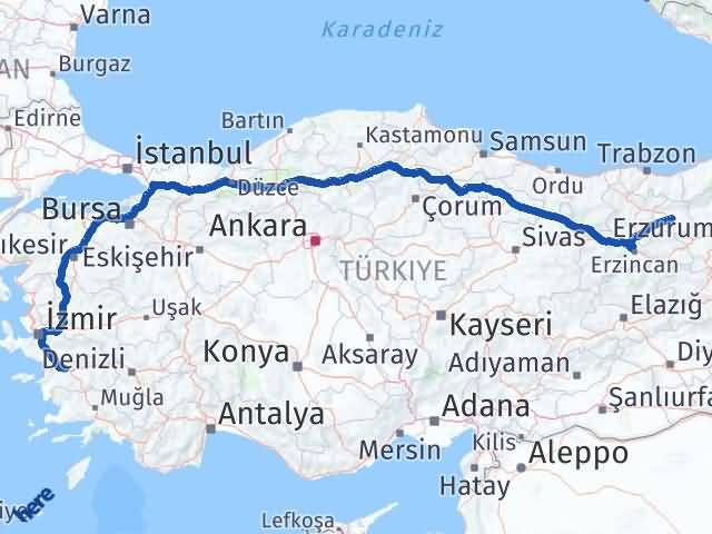 Bayburt İncirliova Aydın Arası Kaç Km - Yol Haritası