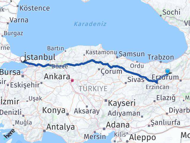 Bayburt Kadıköy İstanbul Arası Kaç Km - Yol Haritası