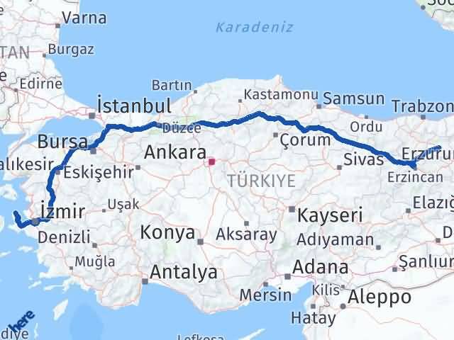Bayburt Karaburun İzmir Arası Kaç Km - Yol Haritası